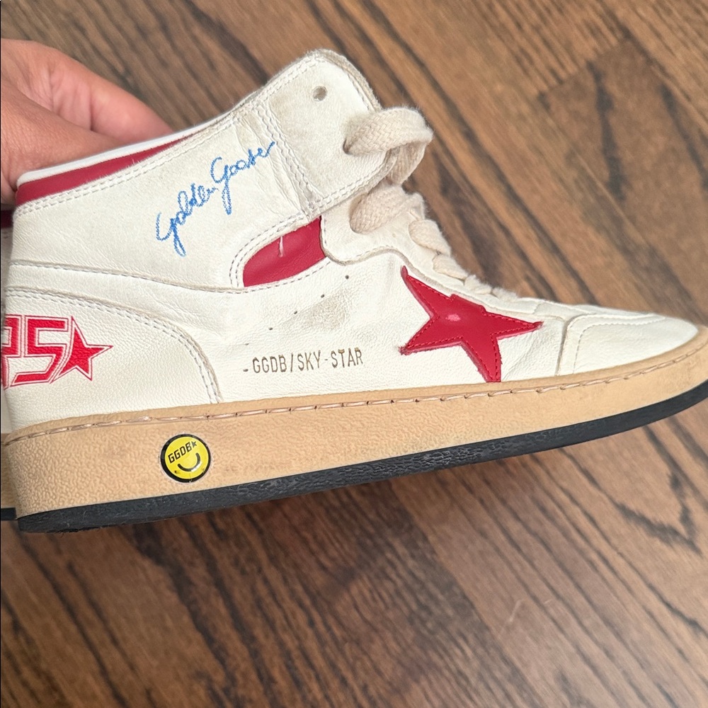 Golden Goose Kids High-Top Sneakers - Cream and Red - Picture 3 of 7